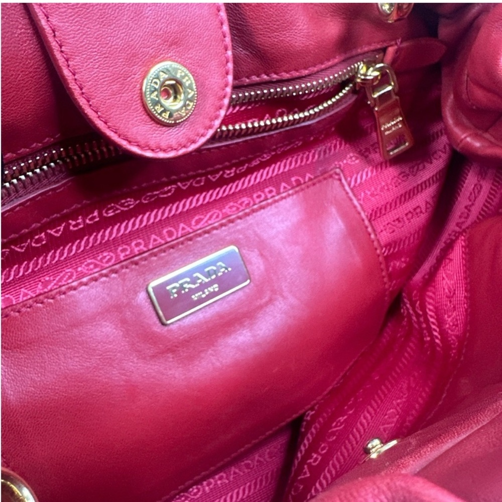 Prada Red Bow Leather Shoulder Bag - Picture 14 of 16